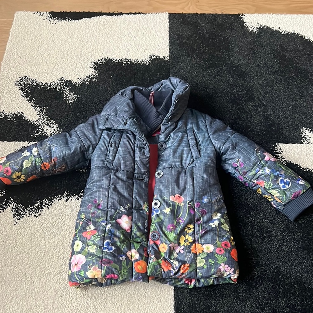 Cake Walk size 3 floral navy coat adorable!